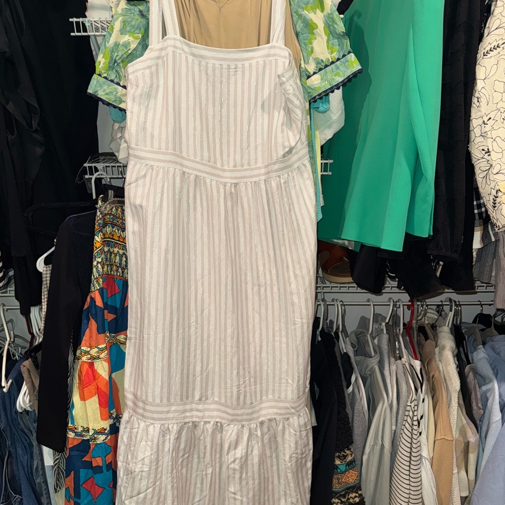 Elegant White Striped Dress